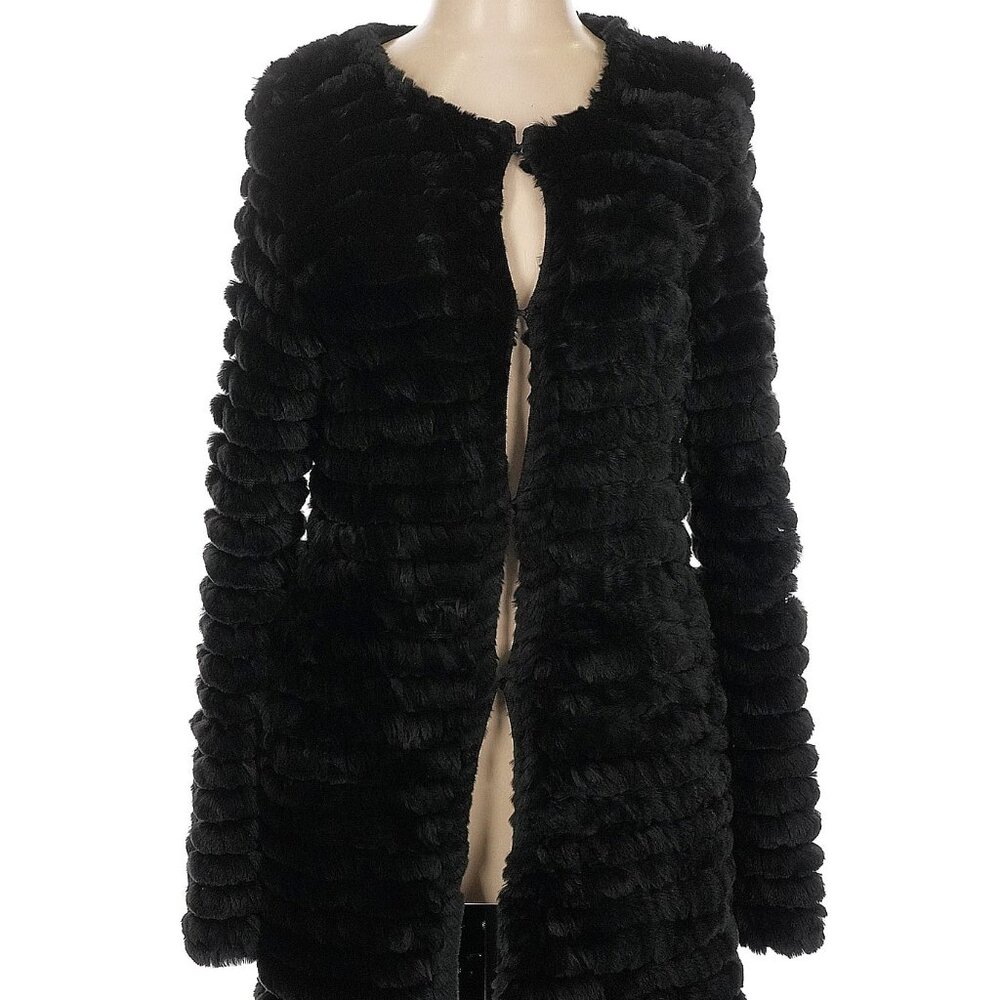 🖤 Adrienne Landau Real Rabbit Fur Knit Jacket Black Soft Mobwife Whimsigoth L - Picture 4 of 13